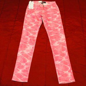 Pink/White Tie-dye Skinny Jeans w/Rhinestone accents - Size 7 (NWT)
